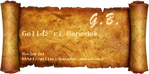 Gelléri Benedek névjegykártya